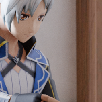 3D render of Ix reading a book while Kocis watches fondly. Kocis has a mug of some sort of hot drink and is reasting his other hand against his cheek. They're sitting at a table. There is soft but bright light filtering in from one side. (in-game models)